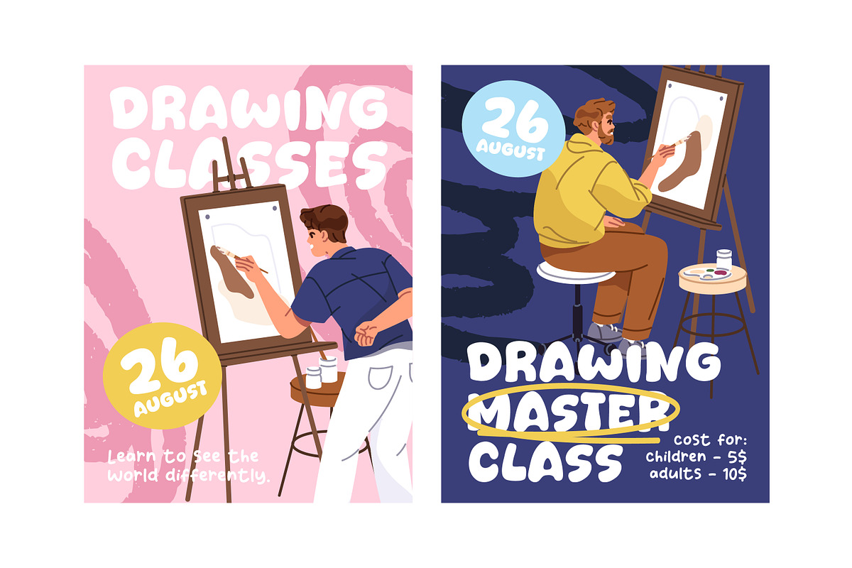 Artists drawing at art classes, an Education Illustration by PaperTrident (Photo 8 of 8)
