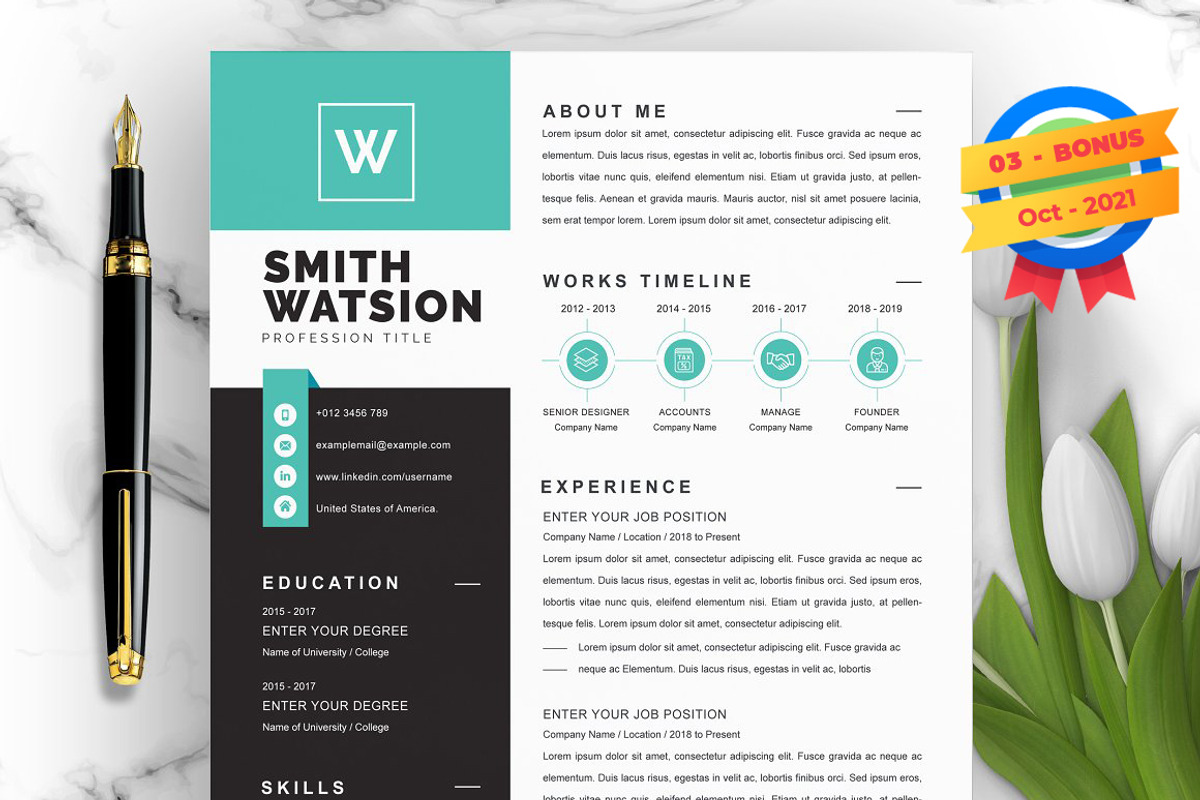 Resume/CV Bundle | 200+ for $29, a Resume Template by ResumeInventor (Photo 199 of 207)