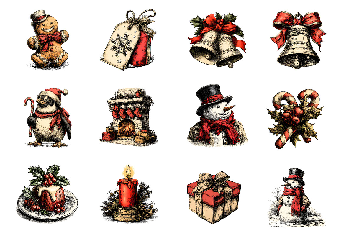 Vintage Christmas Clipart, an Illustration by Designworld (Photo 2 of 5)