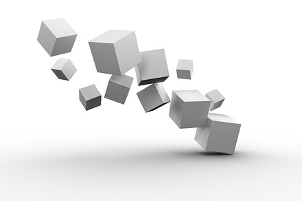Digitally generated grey cubes floating, a Background Photo by wavebreak