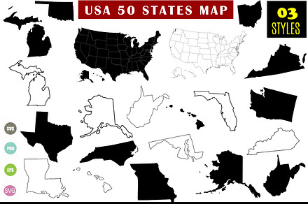 Map United States of America - Color | Illustrations ~ Creative Market