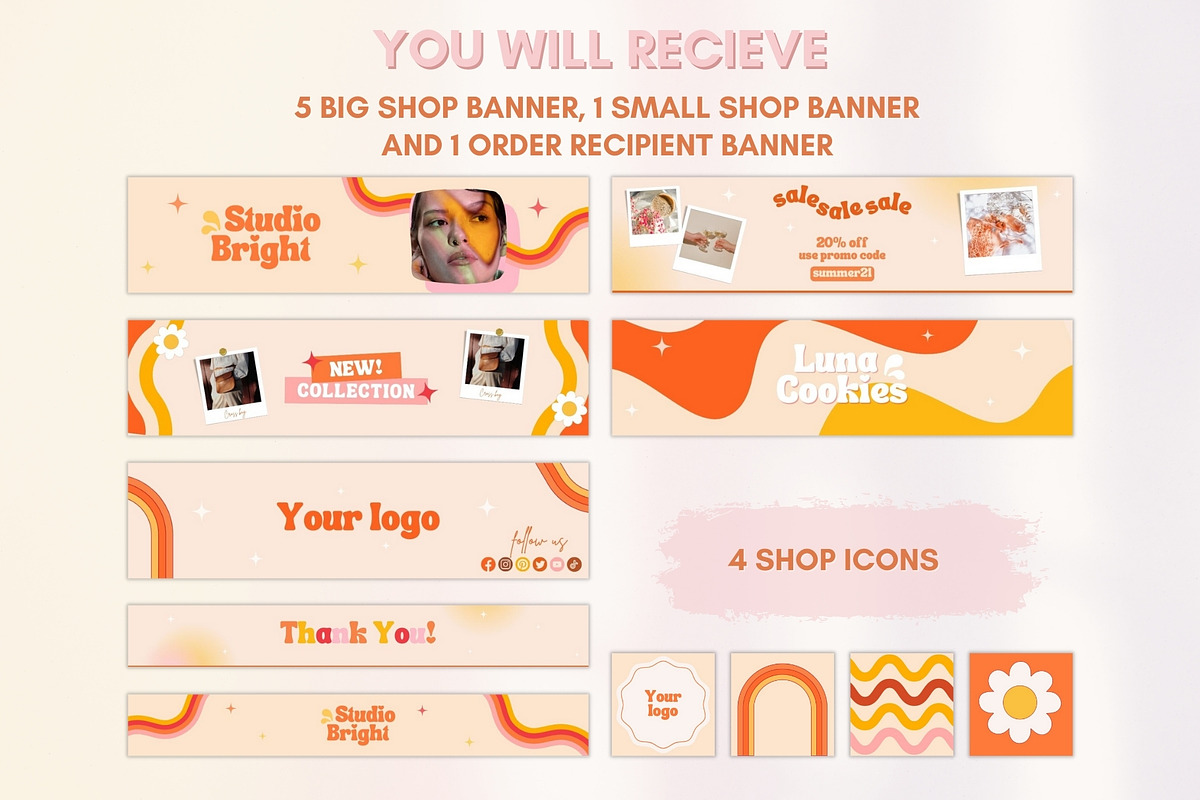 Retro Etsy Shop Branding Kit, a Websites & App Template by Boltik Studio (Photo 2 of 7)
