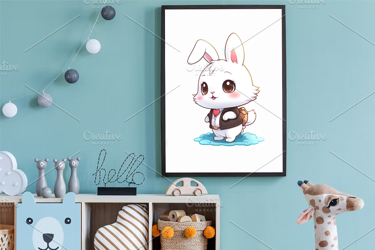 Cute cartoon Bunny 05.TShirt Sticker, an Animal Illustration by KENO Mascots (Photo 8 of 8)