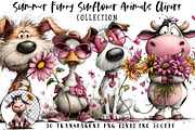 Summer Funny Sunflower Animals Clipa, an Illustration by OK Design (Thumbnail 1 of 6)
