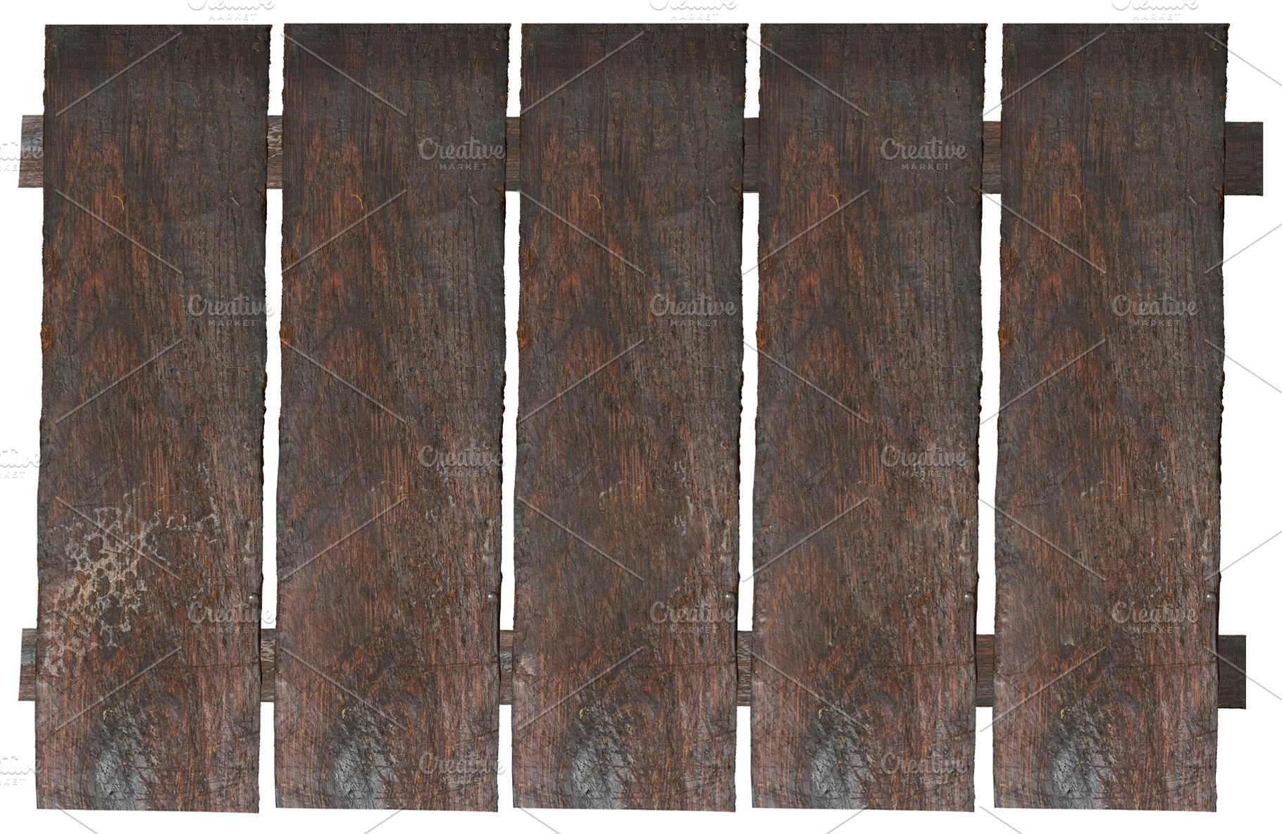 Fence made of old brown wooden planks on isolated background, a Background Photo by ndanko
