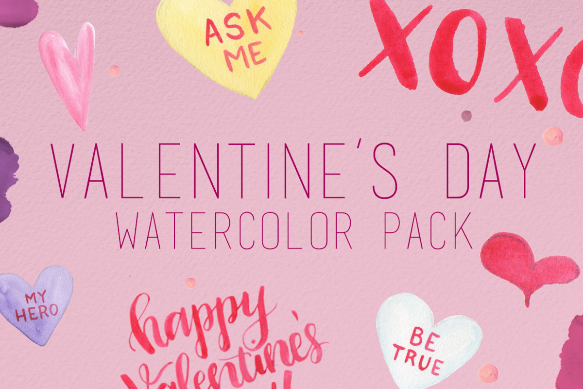 Watercolor Valentine's Day Pack, an Illustration by R.Ewers Designs (Photo 1 of 4)
