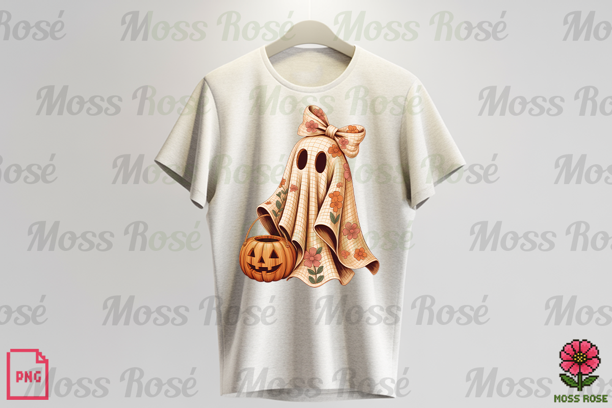 Floral Ghost with Pumpkin, a Graphic by Moss Rose (Photo 2 of 3)