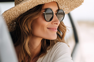 Stylish woman in a straw hat, a Person Photo by MistyDay