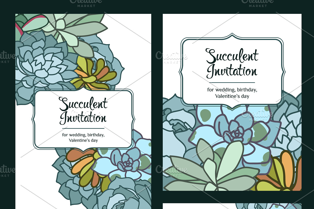 Succulent vector pattern & invite, a Pattern Graphic by OctoPaper (Photo 4 of 5)