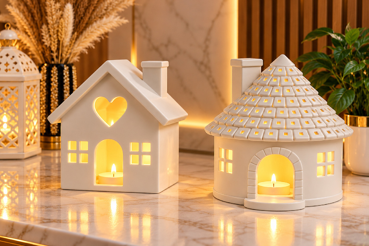 3D Ceramic Tea Light Houses STL, a Scene 3D Model by Layerology (Photo 2 of 4)
