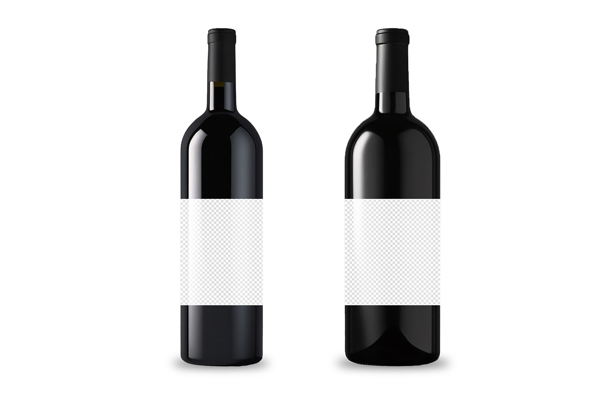 Front View of Two Wine Bottles, an Advertising Mockup by CreativeShaper (Photo 2 of 3)