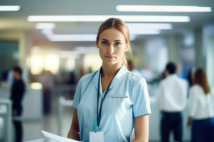 Female doctor, medical worker wearing uniform in a hospital