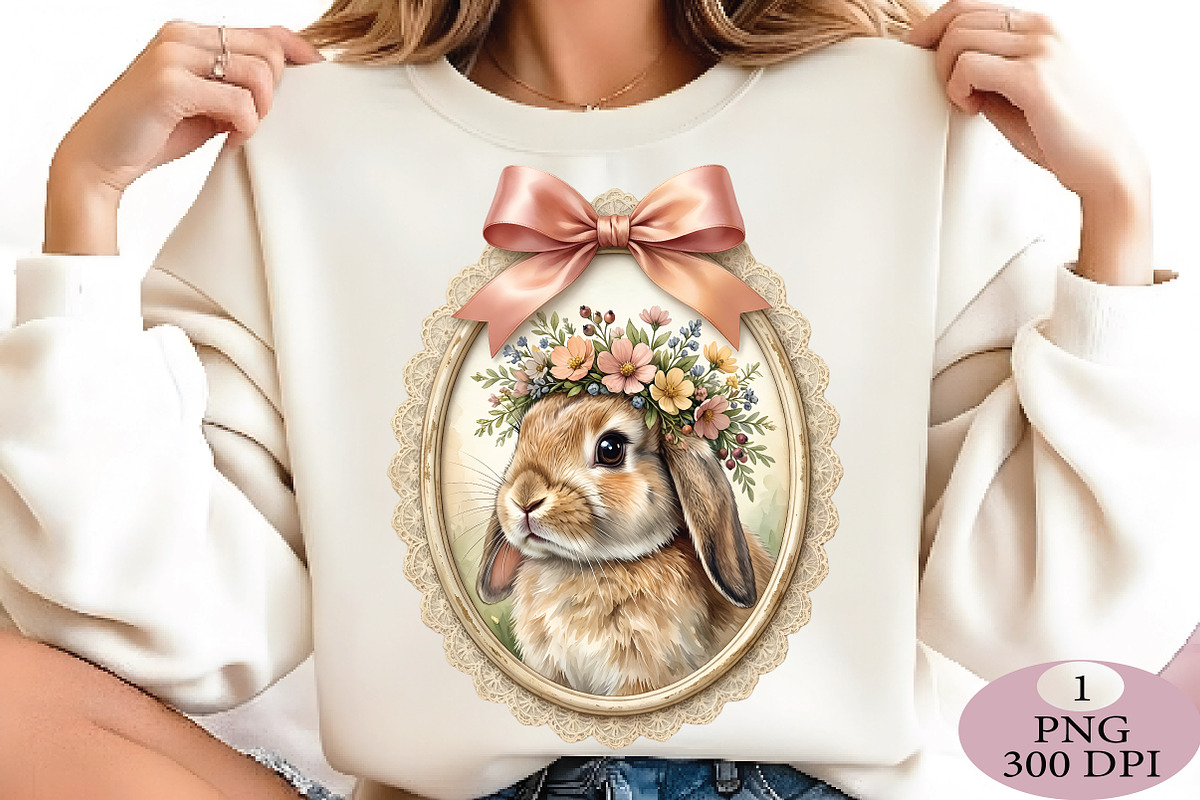 Cute Bunny Mom Floral Crown PNG, an Illustration by Daily.Designs (Photo 3 of 5)