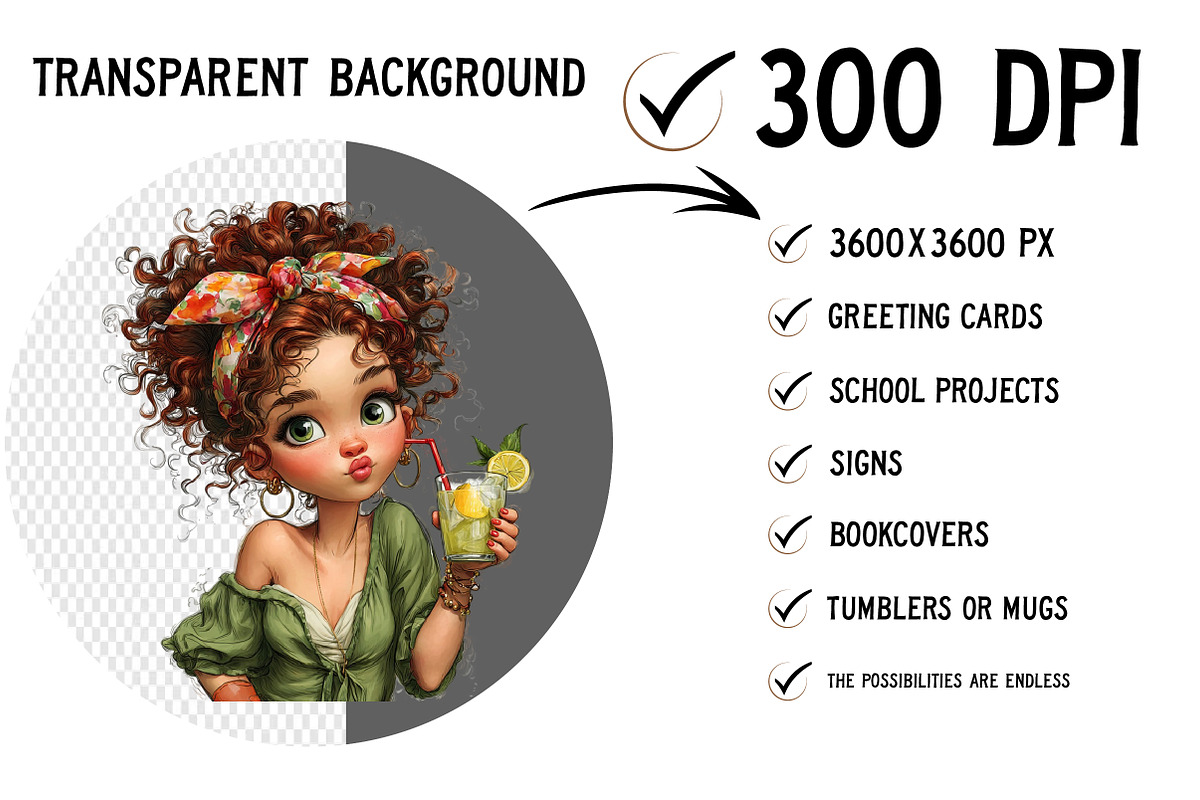 Whimsical Summer Girl Clipart, an Illustration by Craft Nest (Photo 2 of 12)