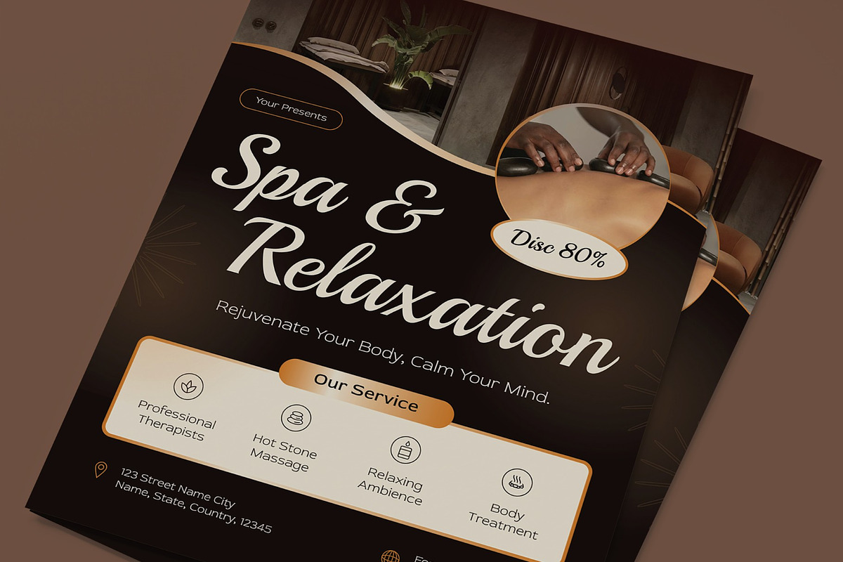 Spa and Relaxation Flyer, a Flyer Template by graphicook