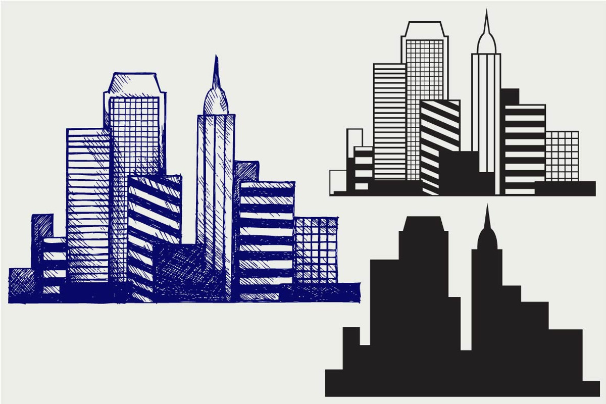 Panoramic city SVG, an Outline Icon by LineworkStock