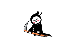 Cute Grim Reaper Character Set