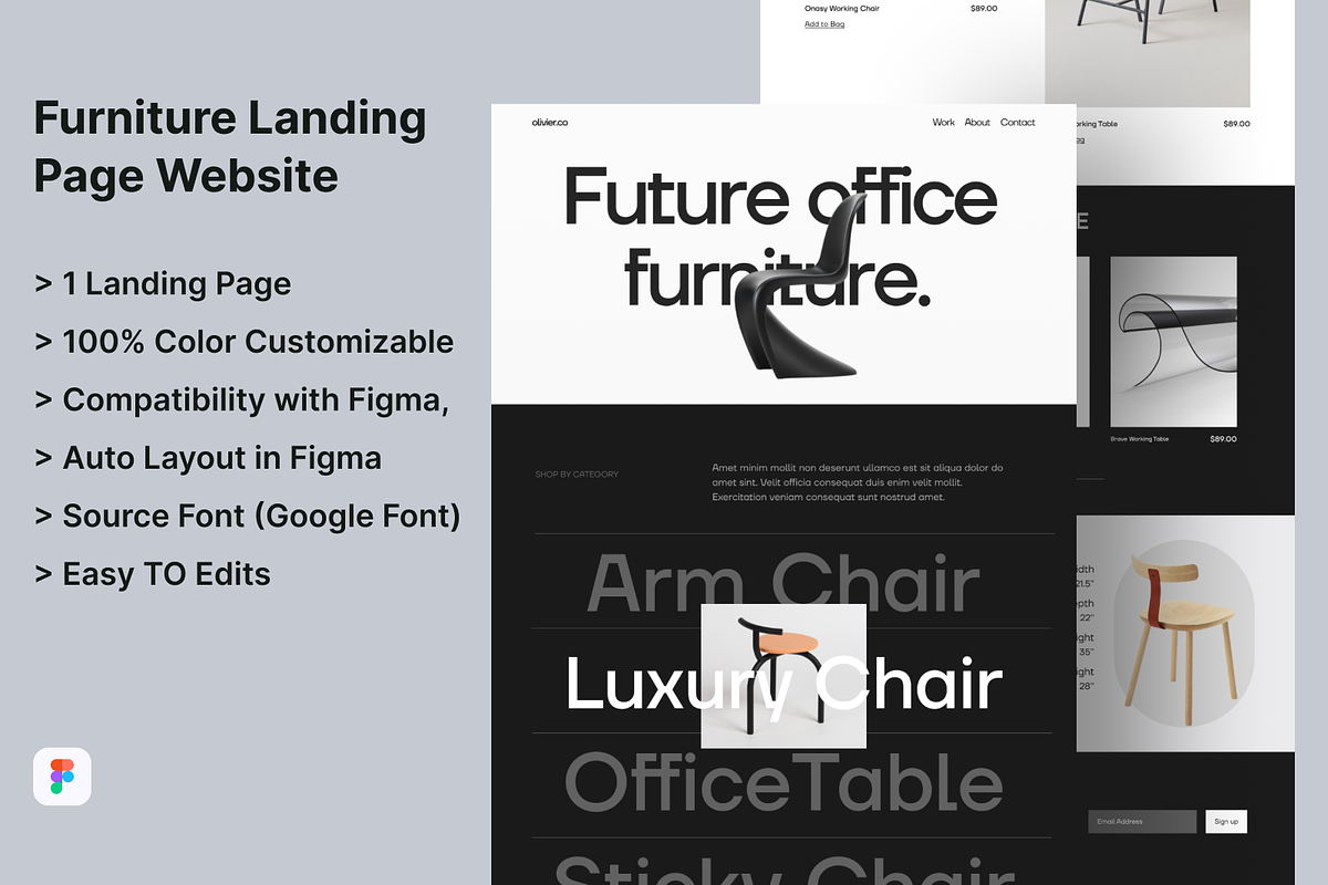 Furniture Landing Page Design, a Landing Page Template by UiDex (Photo 1 of 4)