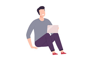 Young Man with Modern Digital, a Person Illustration by TopVectors