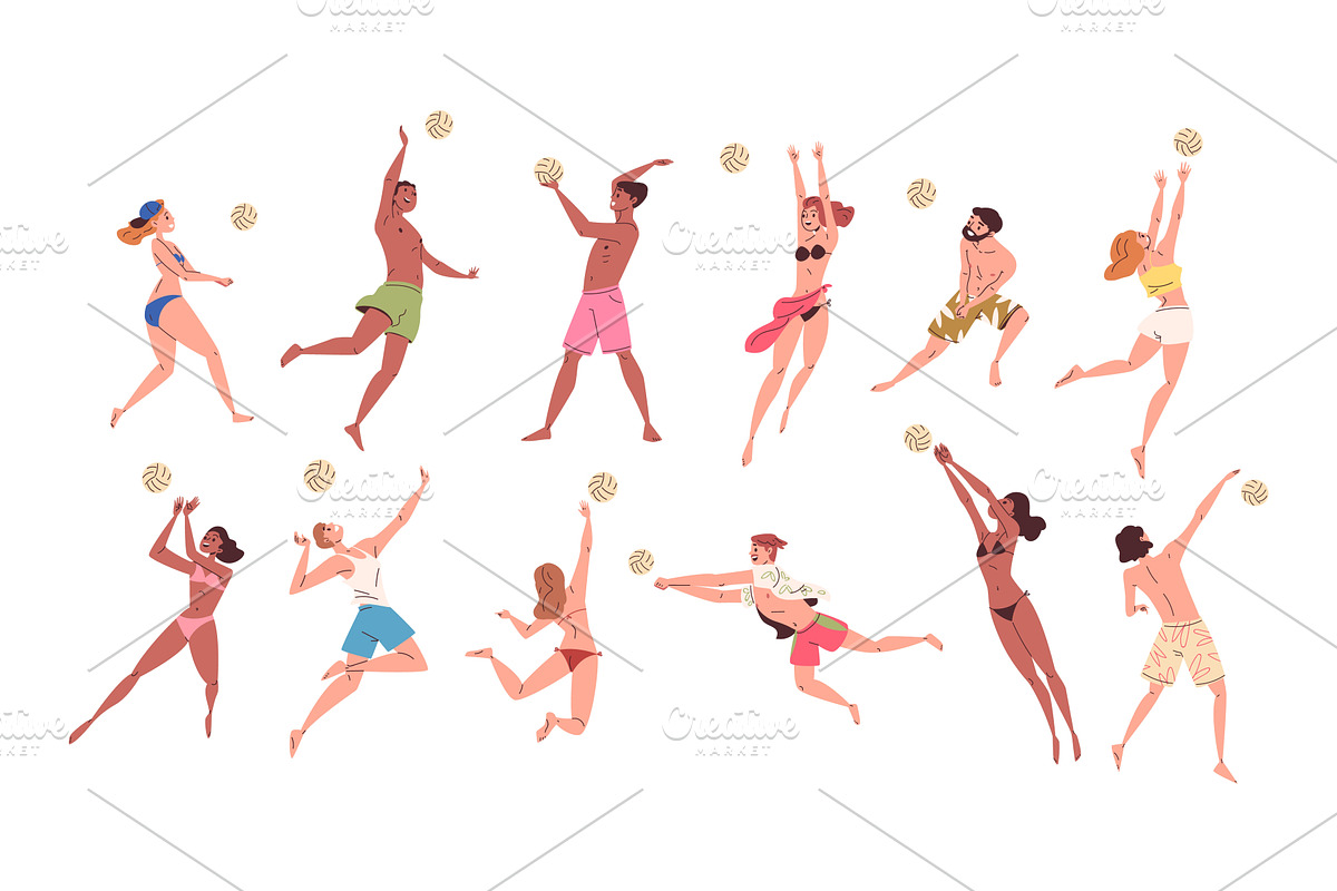 Beach volleyball players. Man woman, a Sport Illustration by Stock-Smart-Start