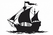 Pirate Ship Silhouette Bundle, an Illustration by jahid234 (Thumbnail 3 of 9)