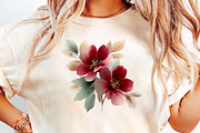 Watercolor Burgundy Florals Png, an Illustration by DreamCafeArt (Thumbnail 4 of 6)