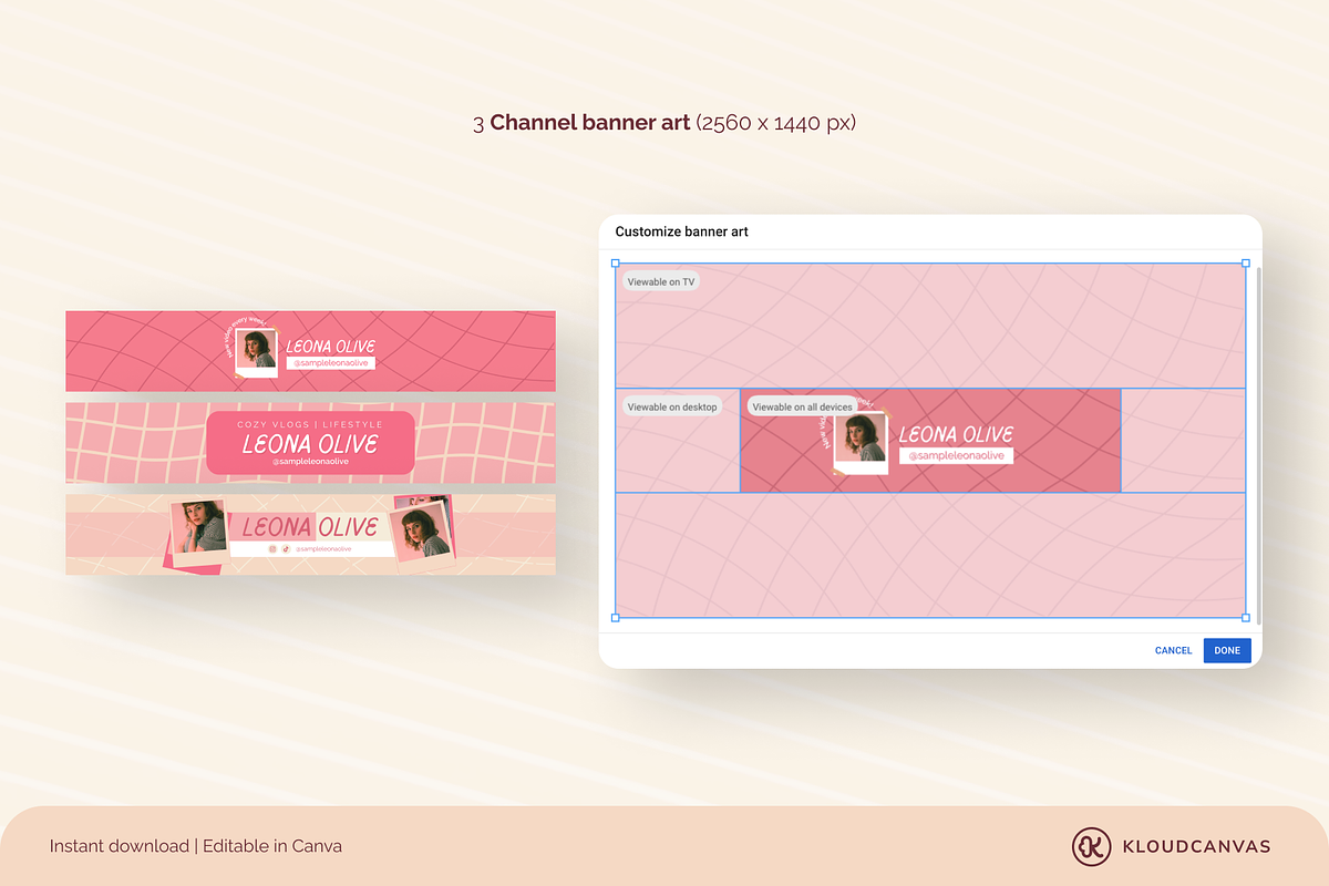 YouTube Branding Kit - Kawaii Pink, a Social Media Template by KloudCanvas (Photo 3 of 8)