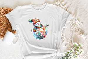 Christmas Disco Snowman Png, Retro