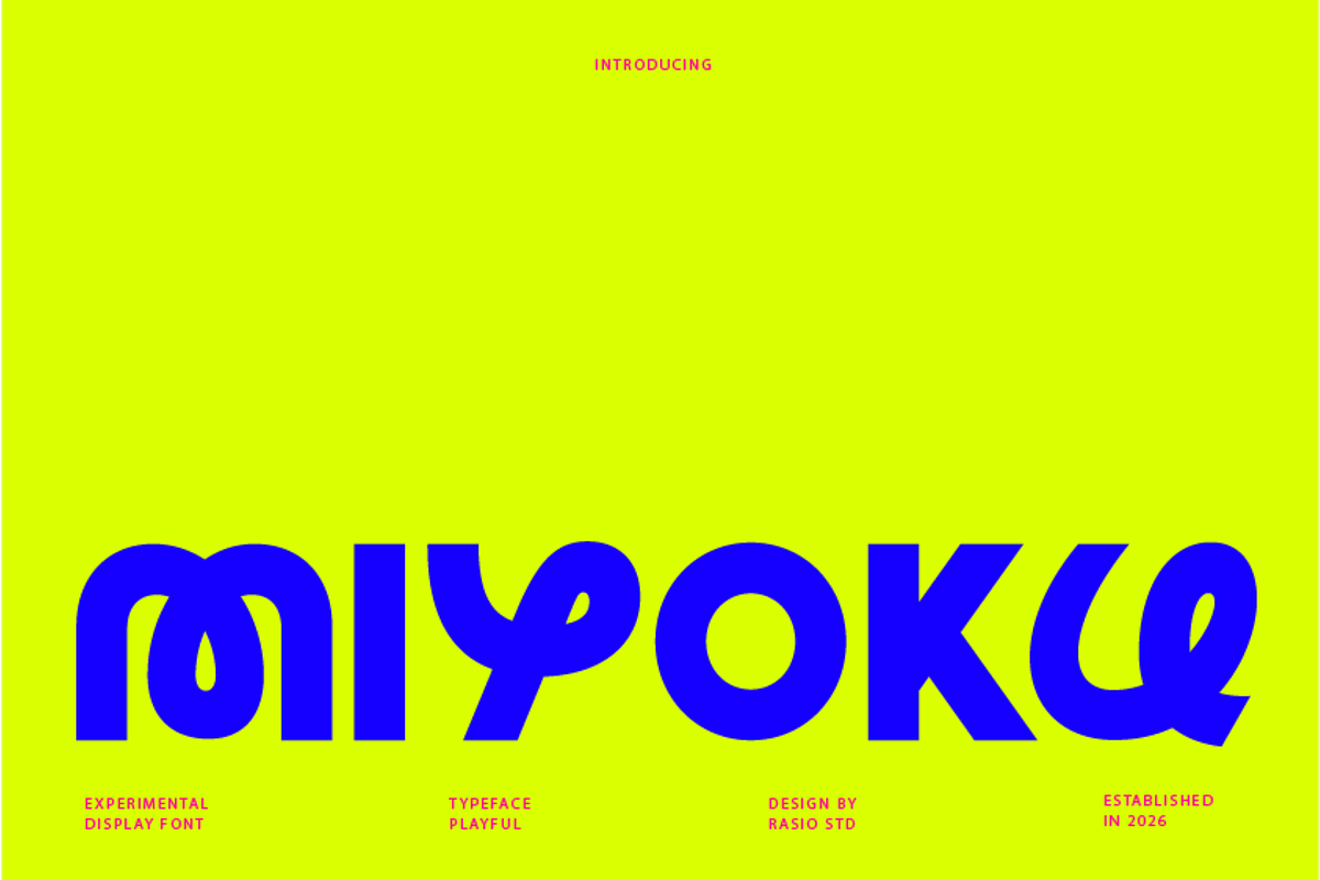 Miyoku Experimental Display Font, a Sans Serif Font by Rasio Studio (Photo 1 of 9)