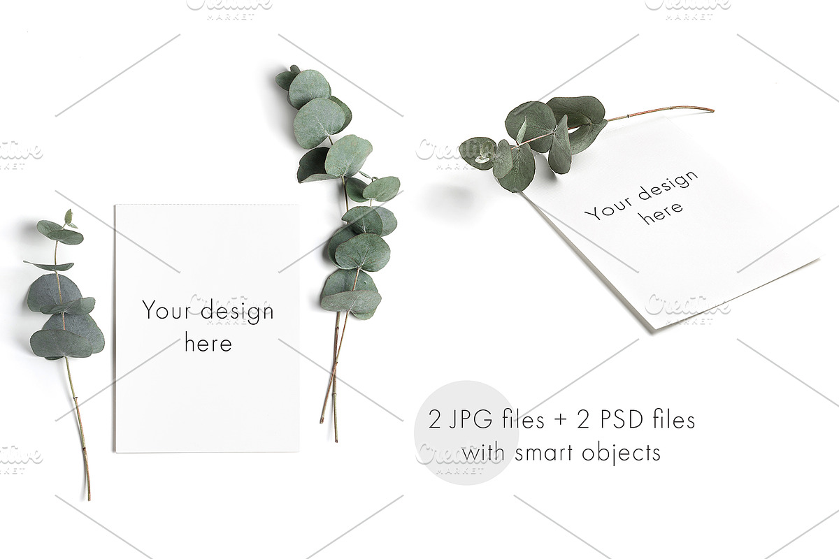 Minimal greeting card mockup set, a Print Template by KateAedon (Photo 1 of 3)