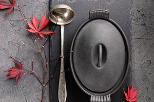 Rustic Culinary Flat-Lay Collection with Vintage Silverware, Sea, a Food & Drink Photo by Natalia Klenova's Shop