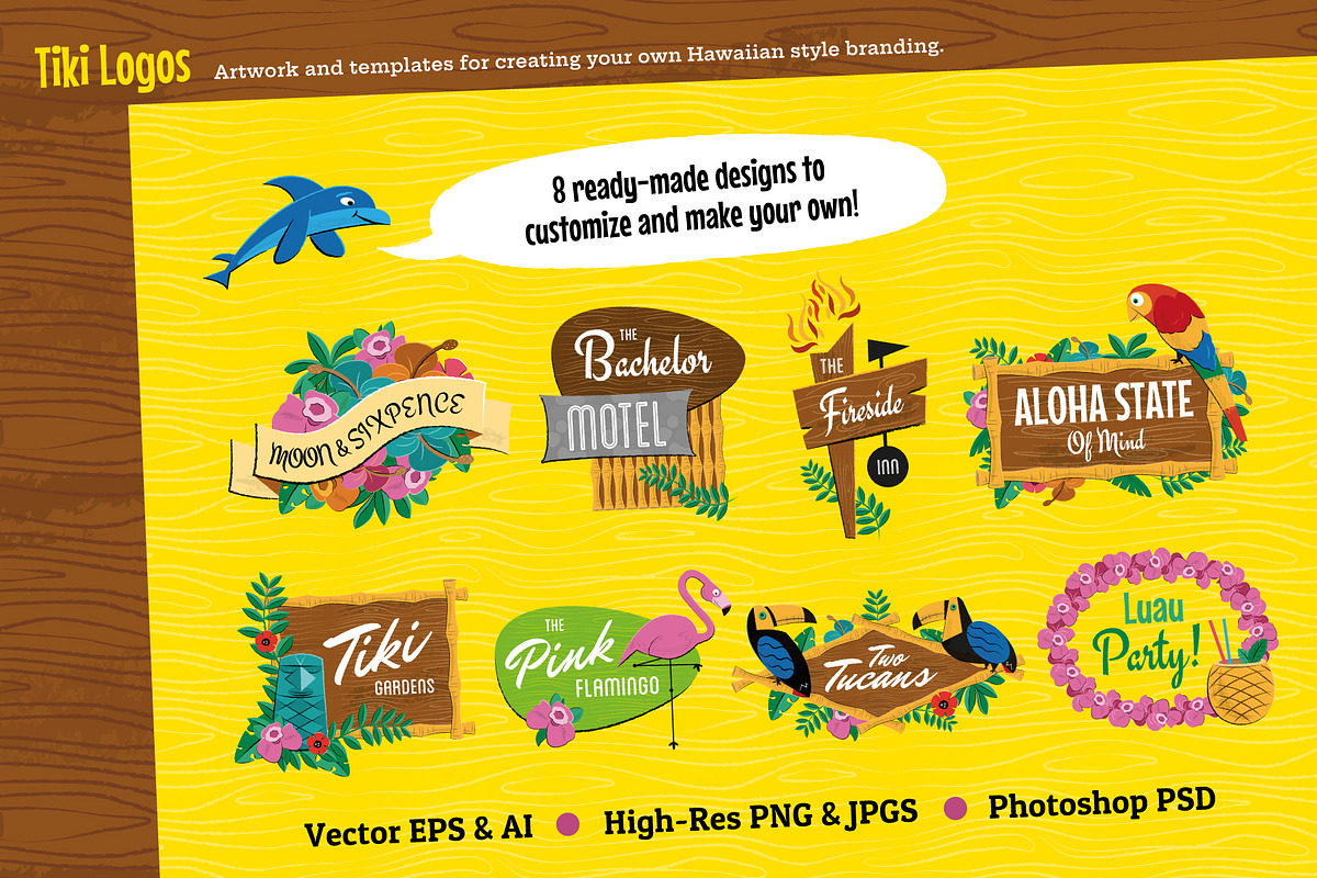 Hawaiian and Tiki Graphics Bundle, an Illustration by Wingsart Studio (Photo 2 of 10)