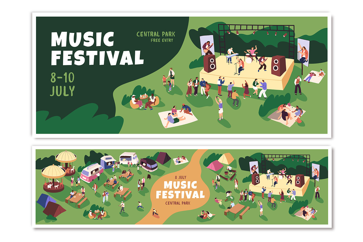 Open-air fest posters + banners set, a Background Graphic by PaperTrident (Photo 3 of 9)
