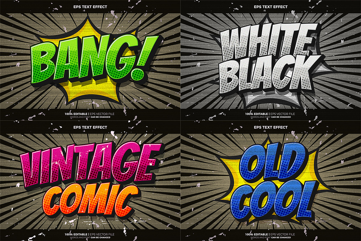 Old Comic Cartoon EPS Text Effect, a Layer Style Add-On by Agung Kreatif (Photo 1 of 5)