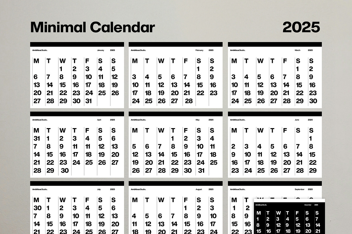 2025 Minimal A1 Helvetica Calendar, a Stationery Template by Ambitious Studio (Photo 5 of 6)