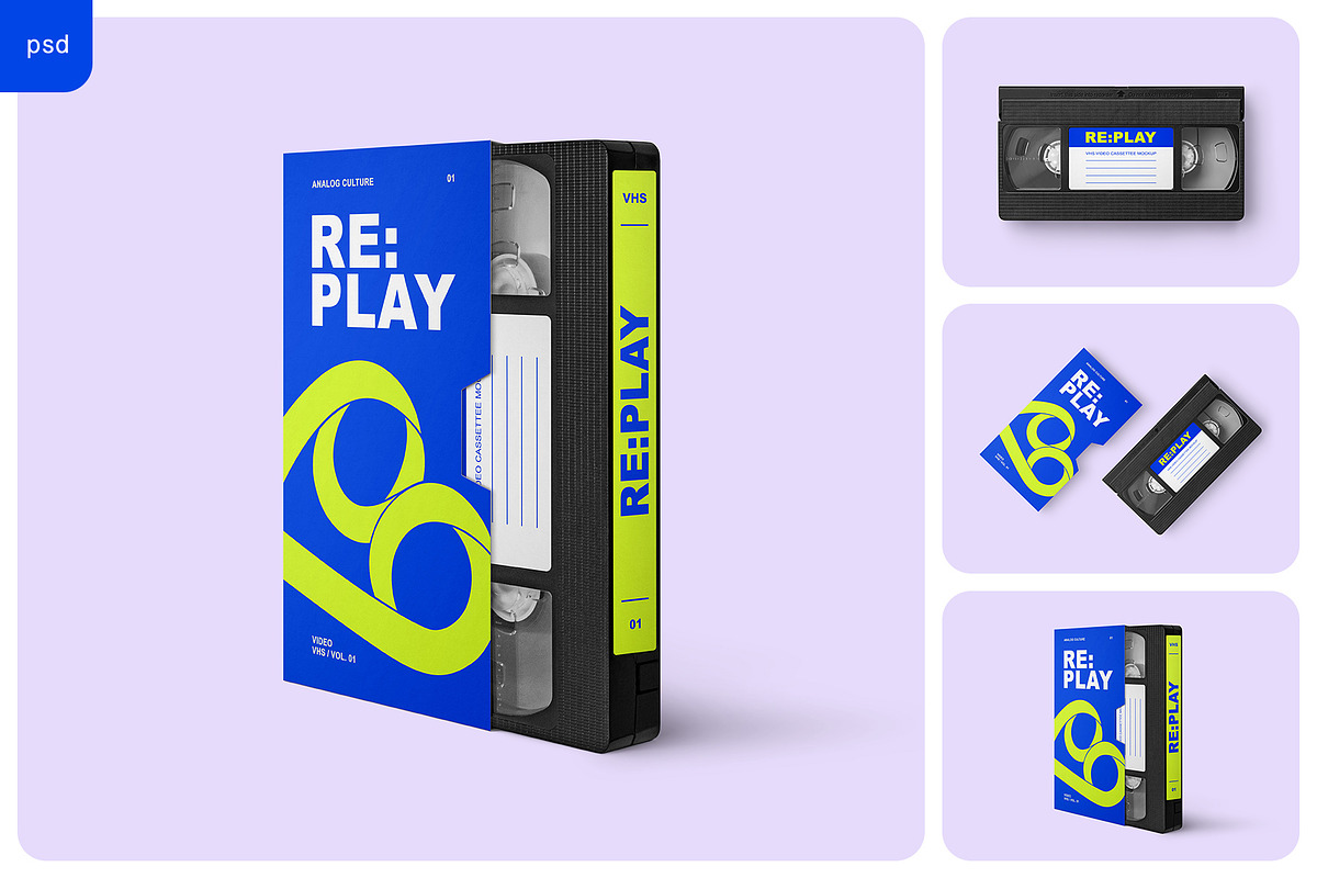 VHS Video Cassette Mockup Set, a Packaging Mockup by Country4k (Photo 1 of 4)