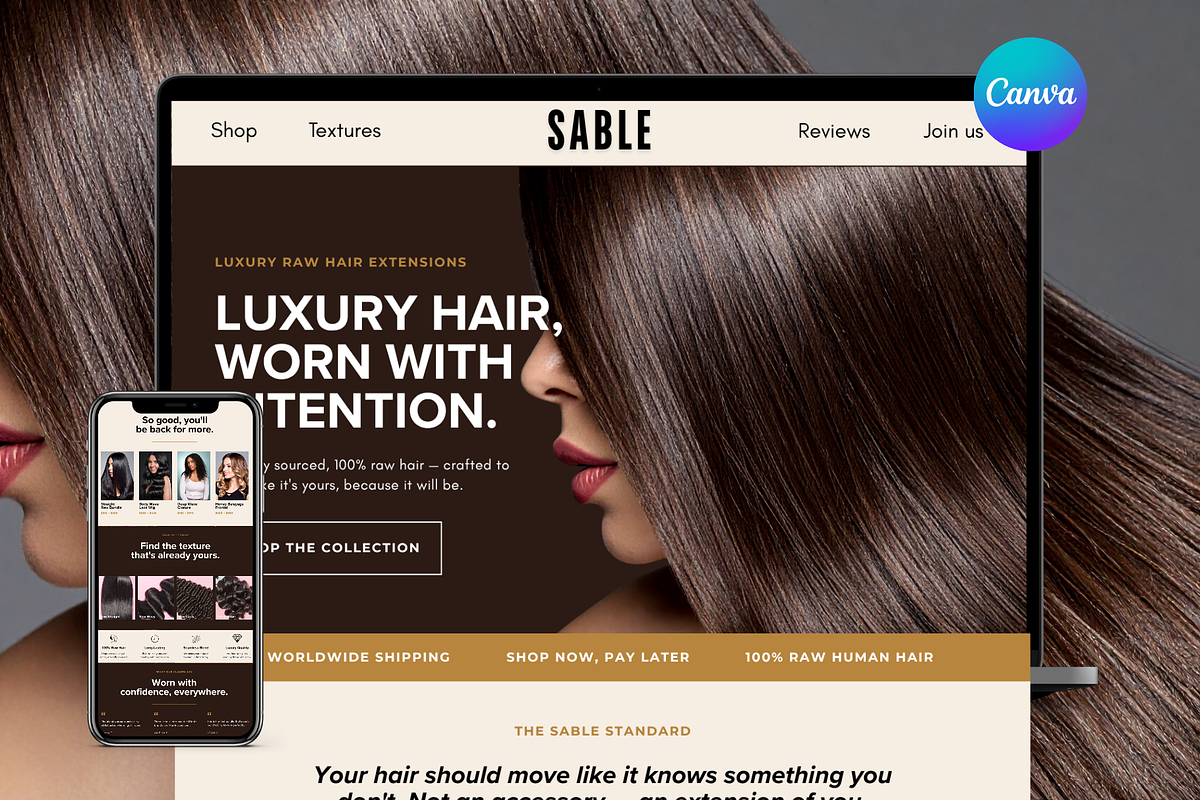 Hair Extensions Website Template, a Landing Page Template by wekreatif (Photo 1 of 5)