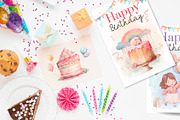 Happy Birthday watercolor collection, a Decorative Illustration by AlineArtStore (Thumbnail 6 of 13)