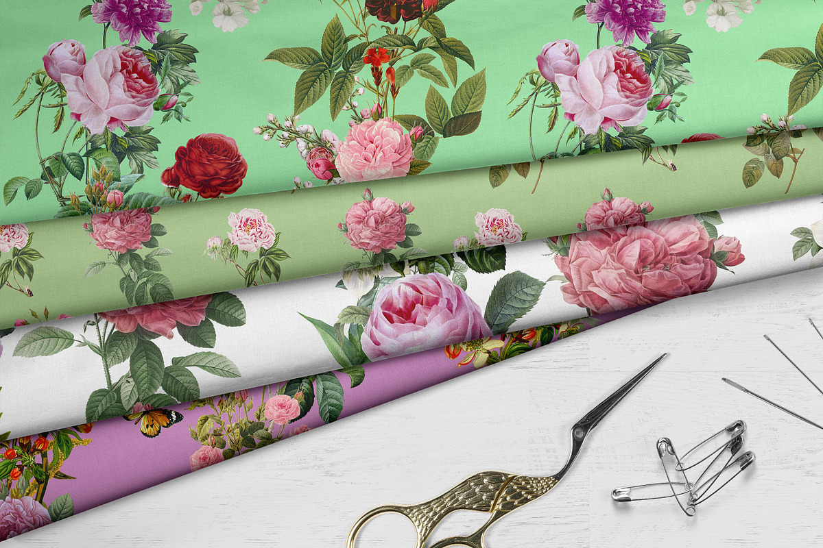 Pink  roses seamless patterns, a Pattern Graphic by NastiaDesignsPrints (Photo 2 of 10)