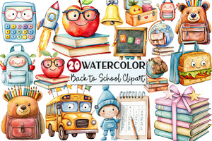 Whimsical Back to School Clipart, an Illustration by Rose Art
