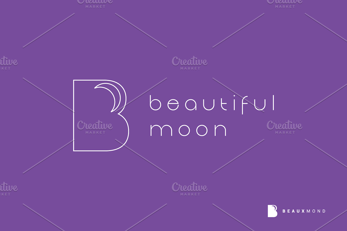 B crescent moon logo design, a Branding & Logo Template by MuzaInspires (Photo 1 of 5)