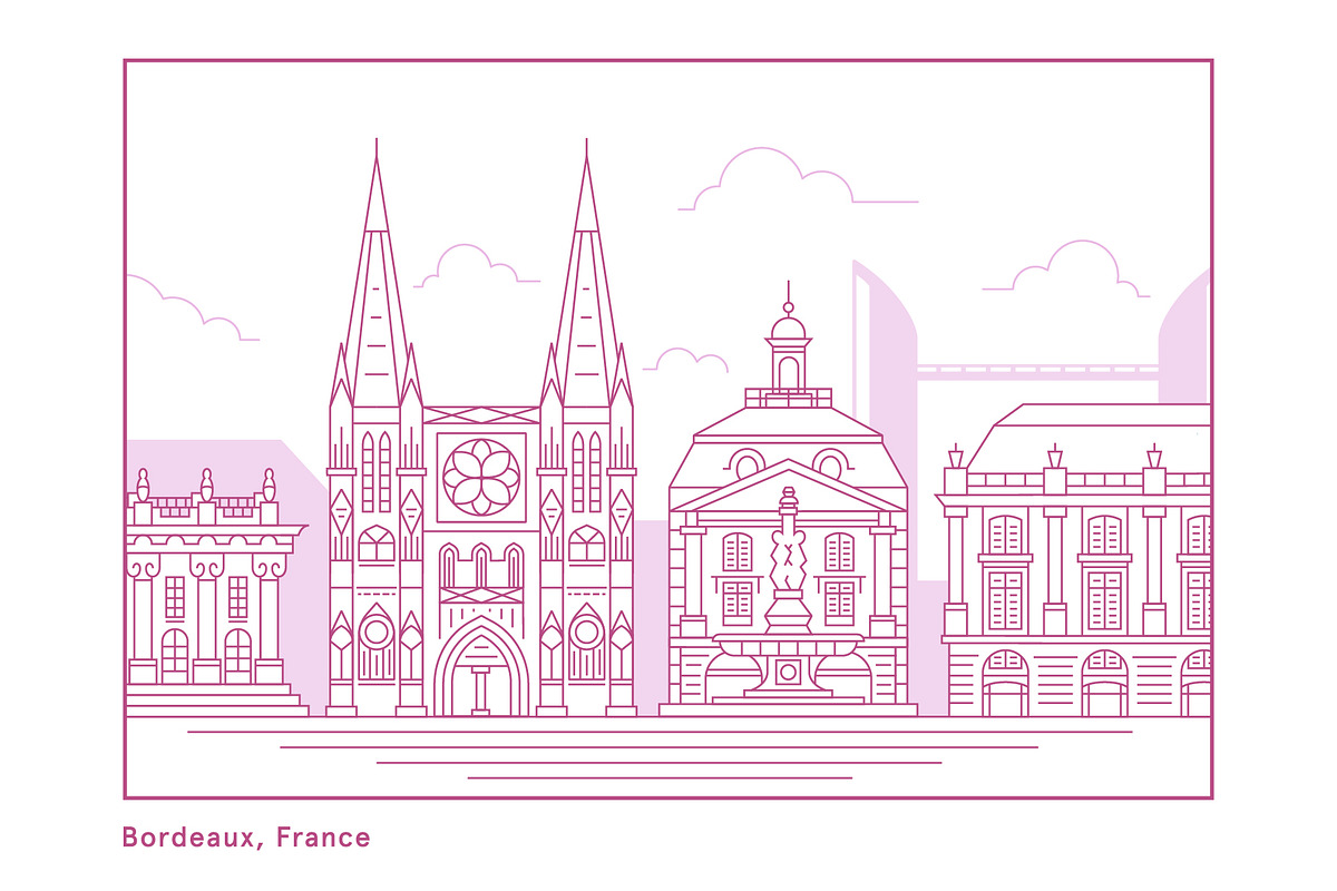 Bordeaux Skyline Illustration, an Illustration by Spiner144