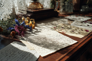 Handwritten letters and pressed flow, a Background Photo by MistyDay