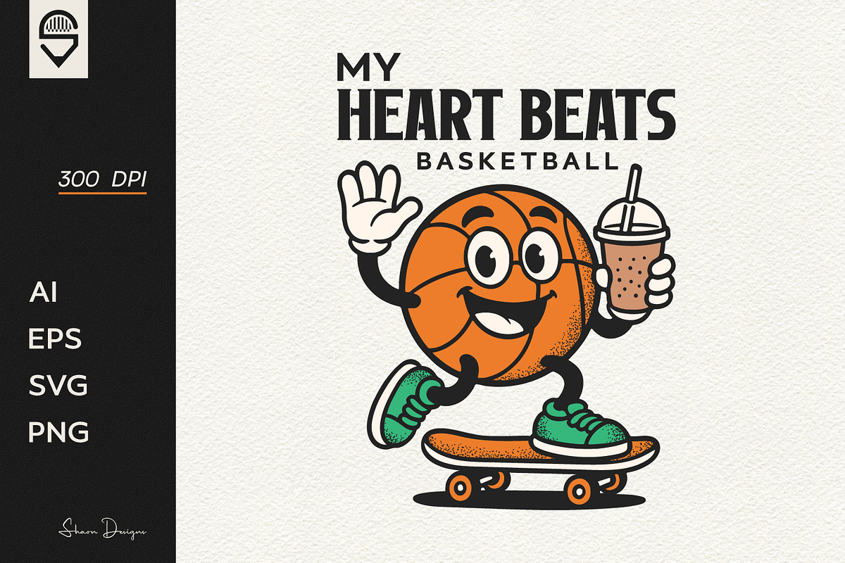 Retro Basketball Character, a Sport Illustration by shaondesigns (Photo 1 of 4)