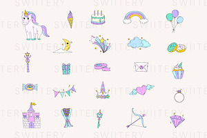 Unicorn Party Clipart - Swiitery