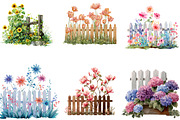 Watercolor Floral Fence Clipart, an Illustration by Designking (Thumbnail 2 of 5)