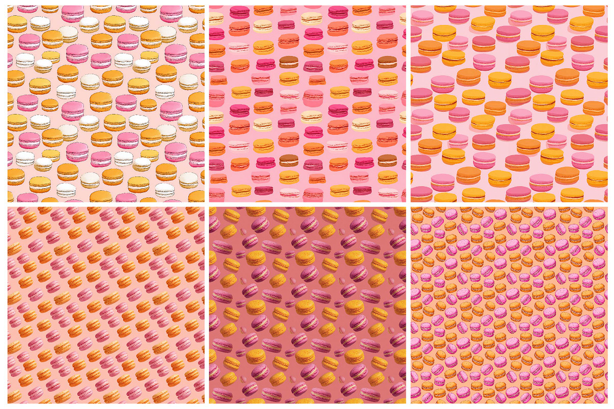 Pink & Orange Macarons Patterns, an Illustration by DreamPrint404 (Photo 2 of 5)