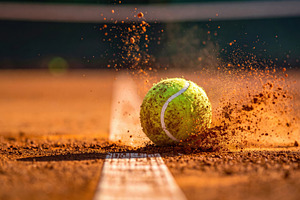 Tennis Ball Impacting Clay Court with Flying Dust, a Sports & Recreation Photo by Davizro's Market