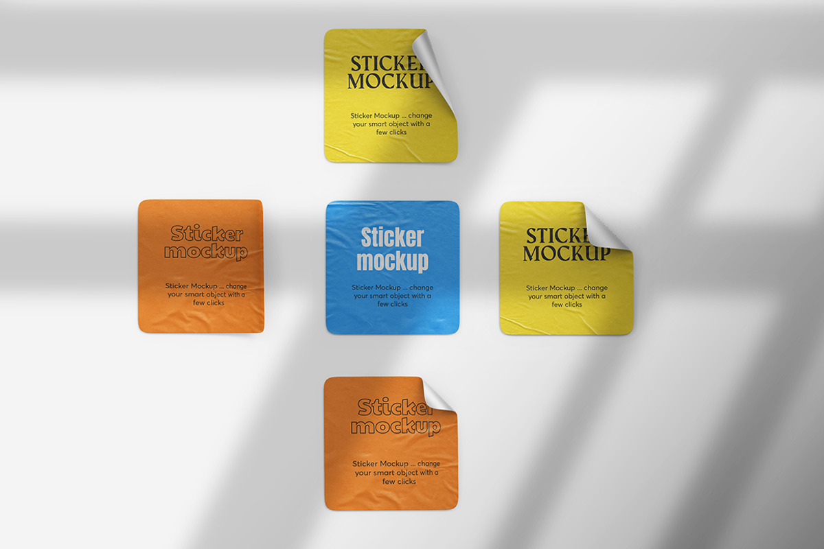 Square Stickers Mockup, a Print Template by PrexTheme