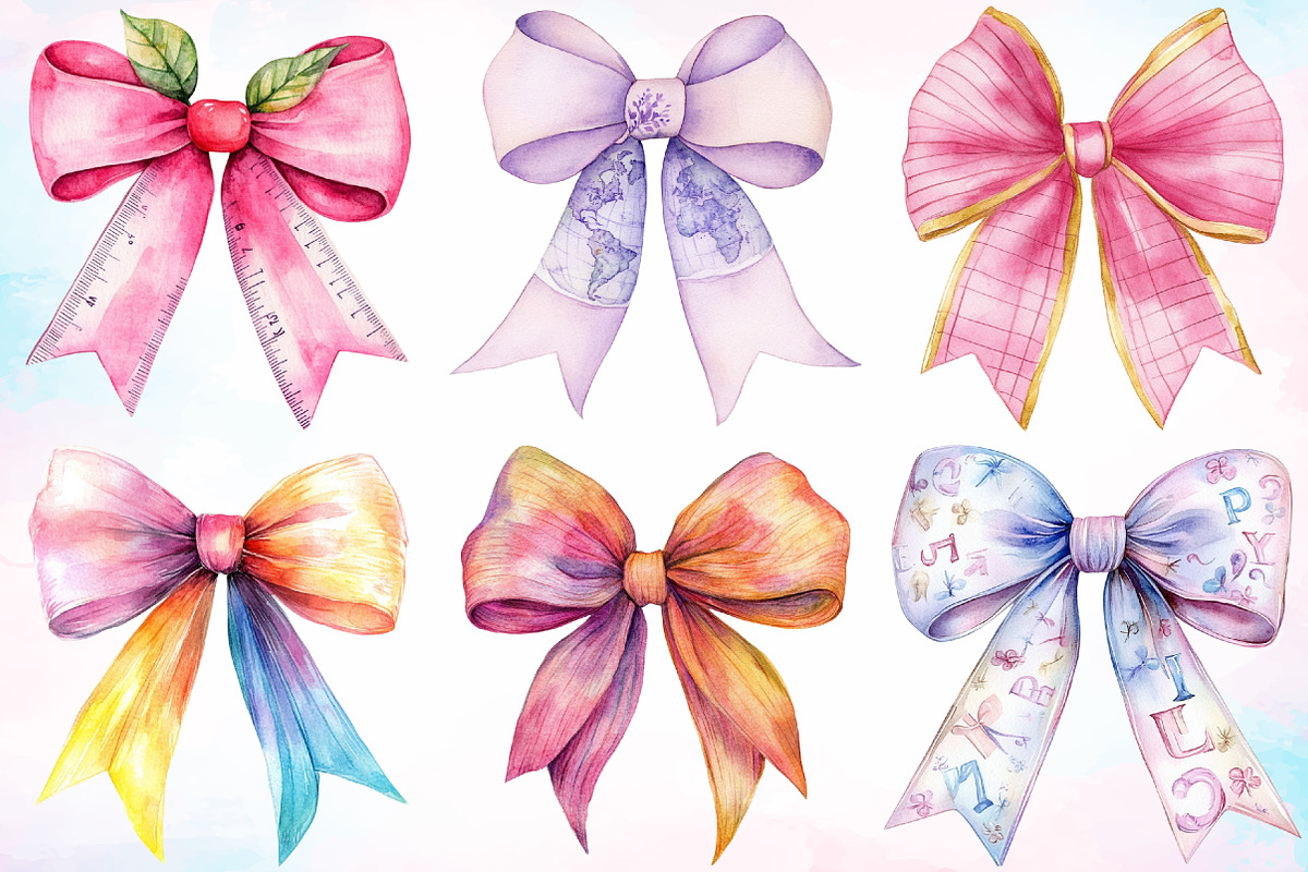 Watercolor Back to School Bow PNG, a Seasonal Illustration by Canvas Craft (Photo 3 of 5)